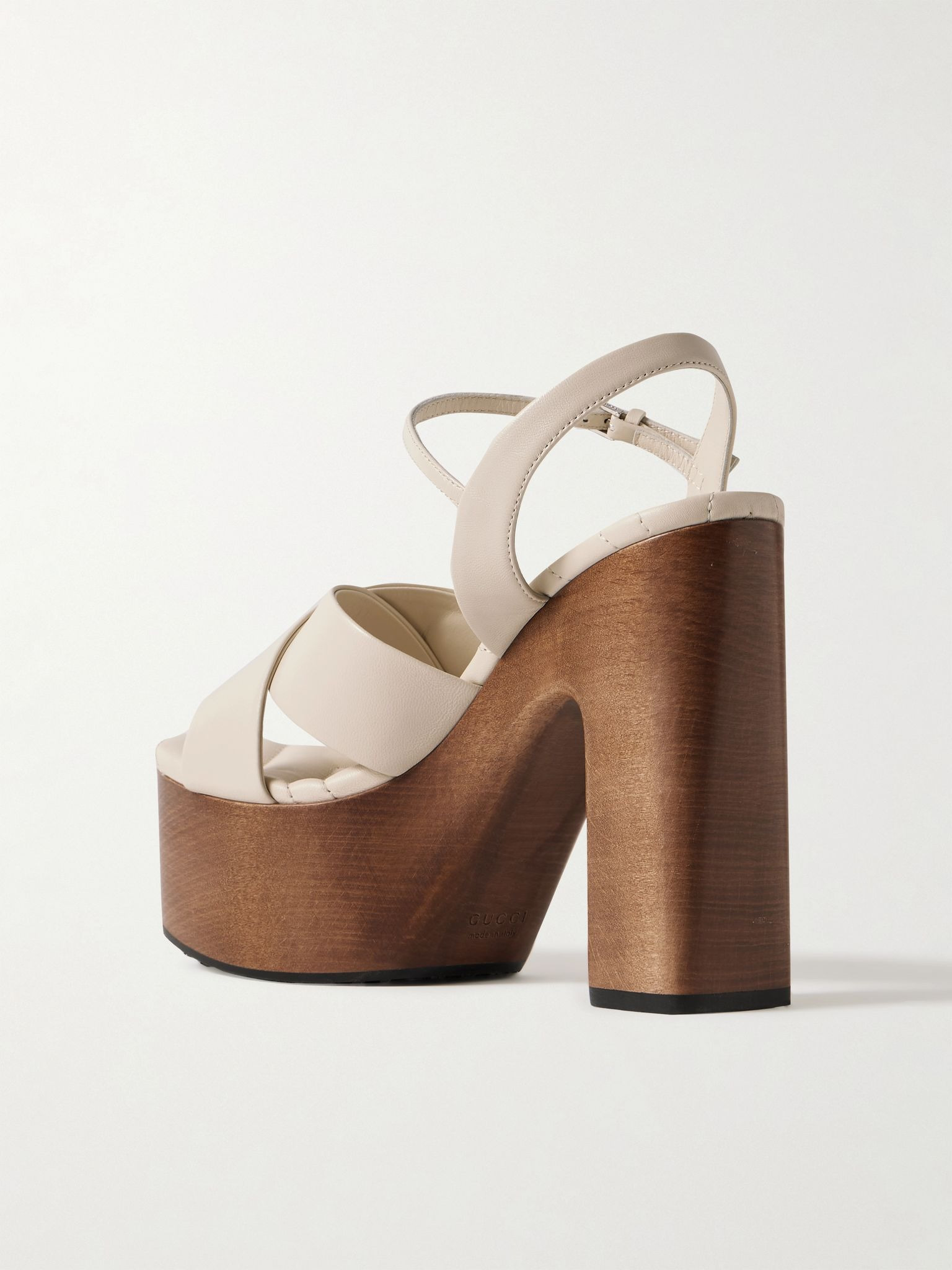 New Marmont GG logo-embellished leather platform sandals Cream - 3