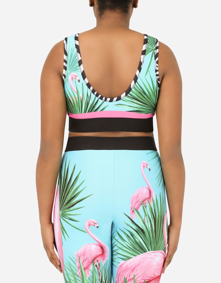 Flamingo-print top with branded elastic - 5