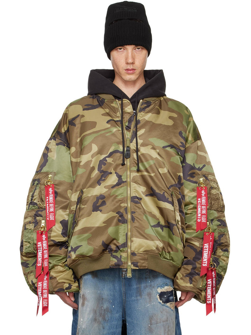 Khaki Alpha Industries Edition Cargo Reversible Bomber Jacket 1