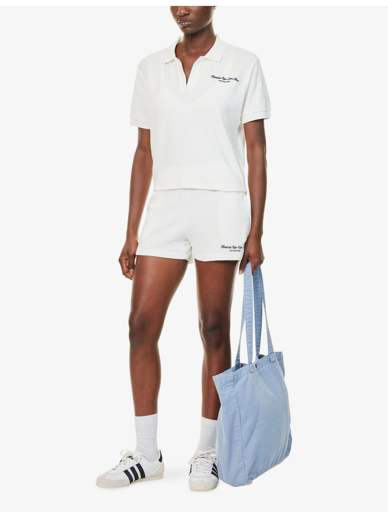 Sporty & Rich Eden Script Terry-Cotton Shorts outlook