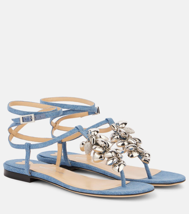 Puffy Heart embellished denim thong sandals - 1