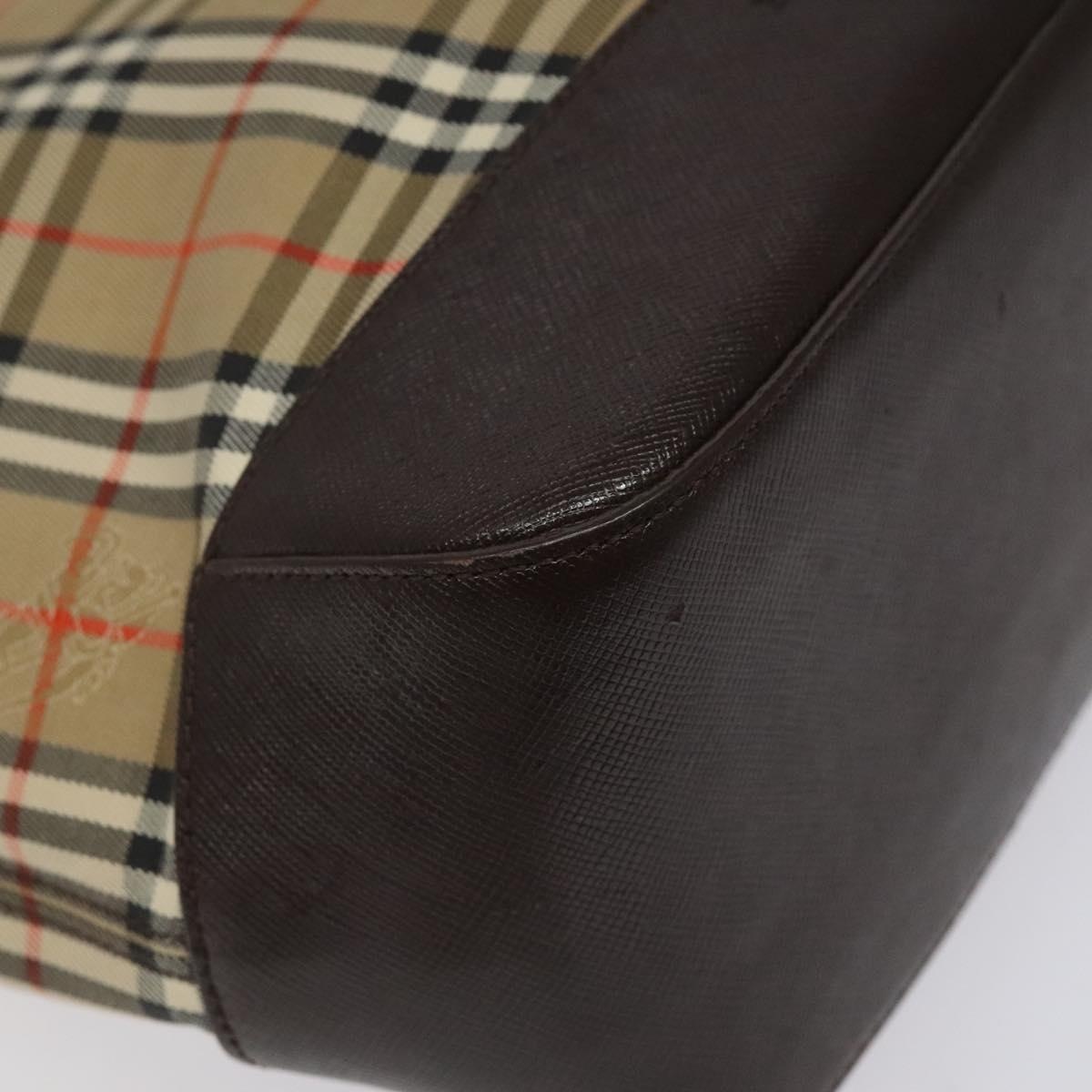 Burberry Nova Check Tote Bag Canvas Leather Beige Brown Gold - 11