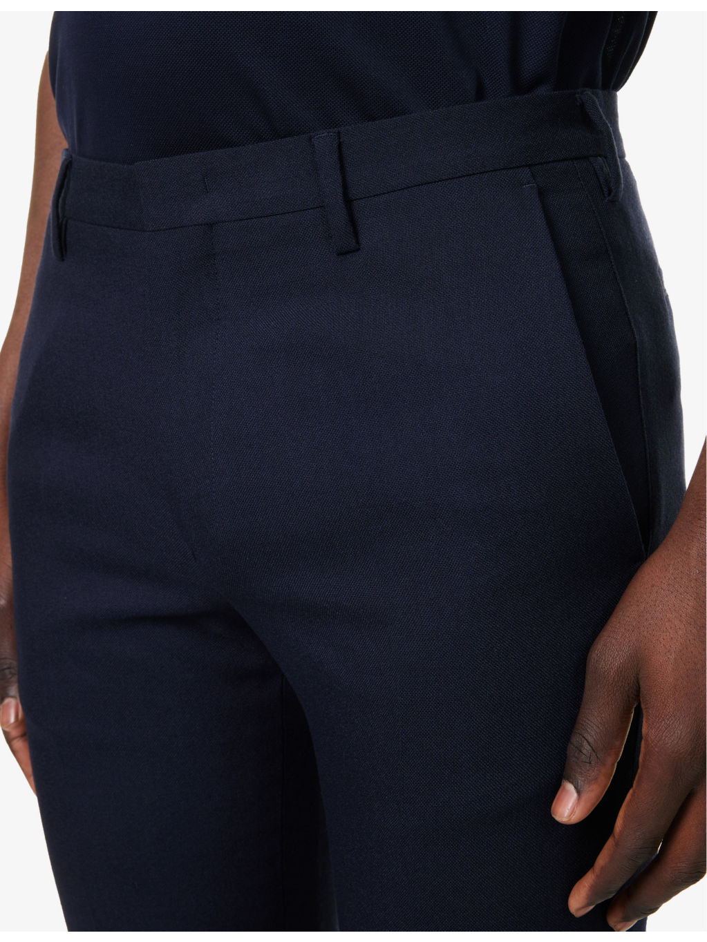 Brushed-texture slim-fit stretch-cotton trousers - 5