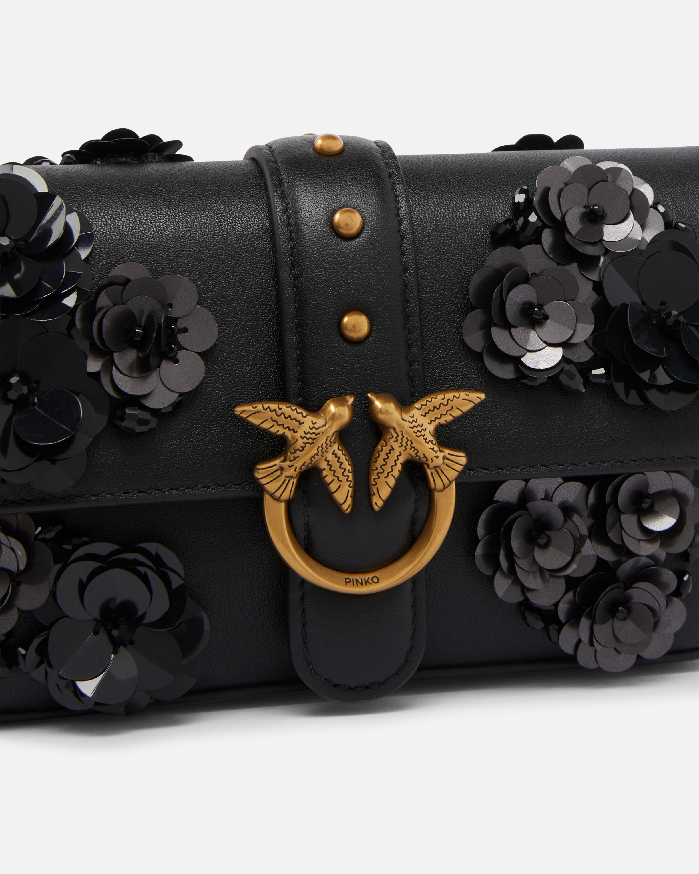 BABY LOVE BAG SLOUCHY SHOULDER BAG IN LEATHER WITH JEWEL FLOWERS - 3