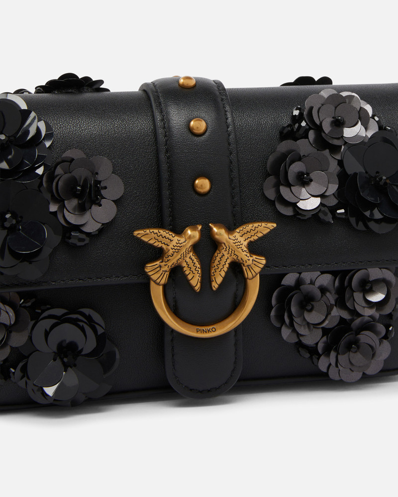 BABY LOVE BAG SLOUCHY SHOULDER BAG IN LEATHER WITH JEWEL FLOWERS 3