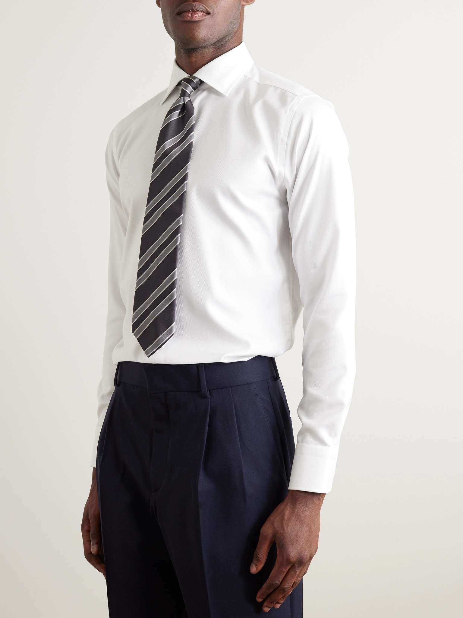 Slim-Fit Cutaway-Collar Impeccabile Cotton-Twill Shirt - 1