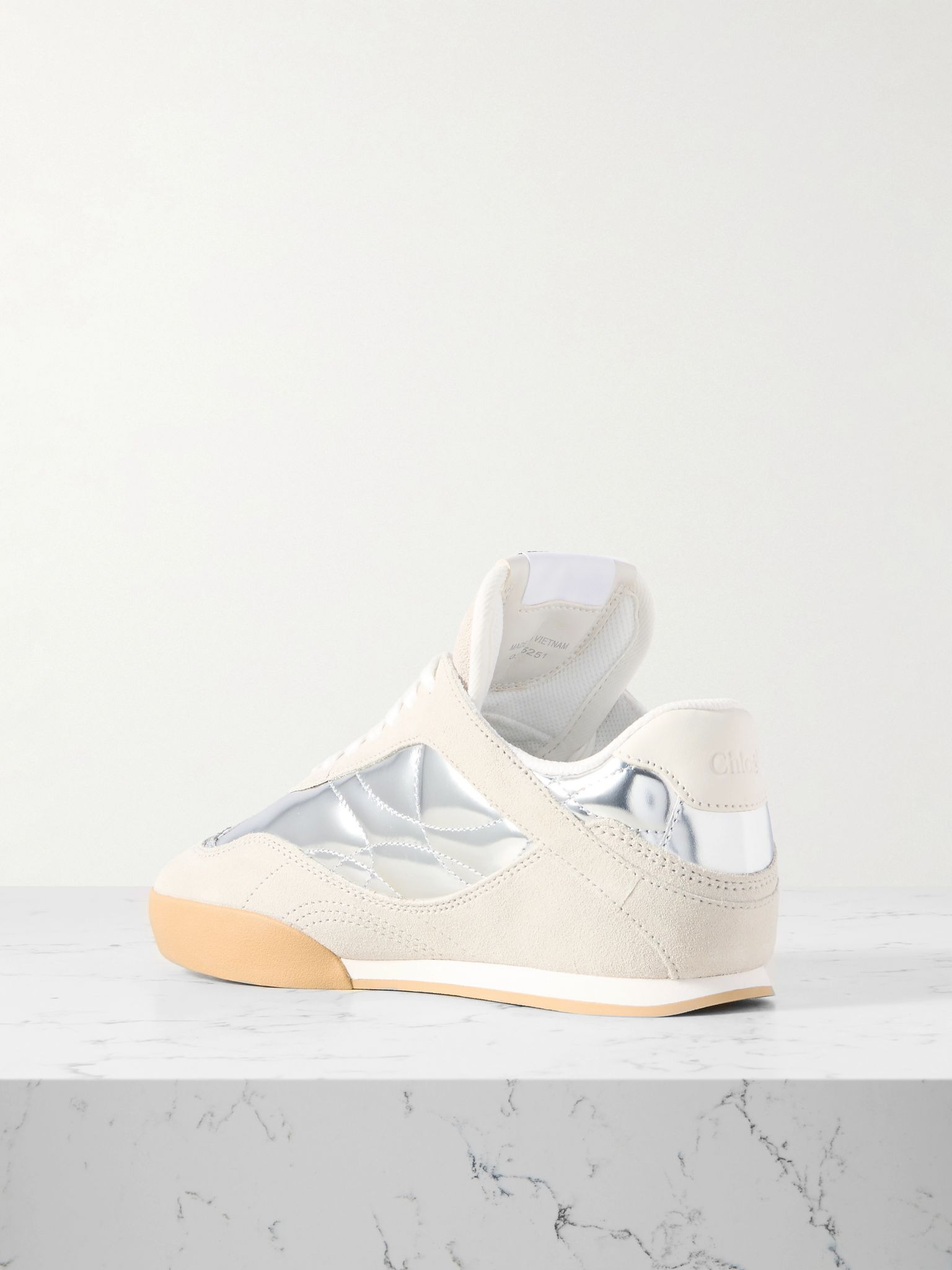 Kick suede and metallic leather sneakers Silver - 3