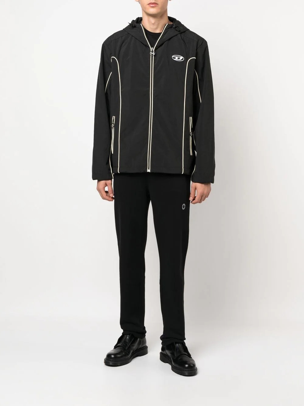 contrast piping logo-patch windbreaker - 2