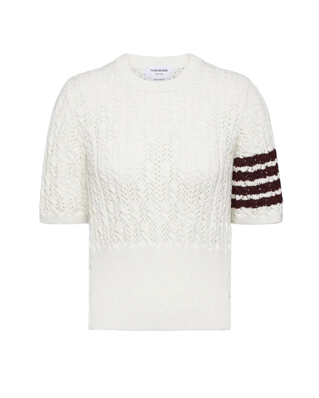 POINTELLE CABLE STITCH 4-BAR TEE - 1