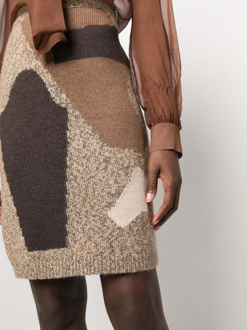 intarsia knit-pattern pencil skirt 5