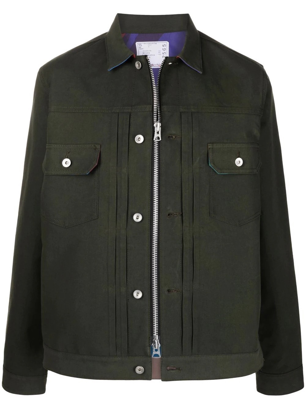 panelled zip-up shirt jacket - 1