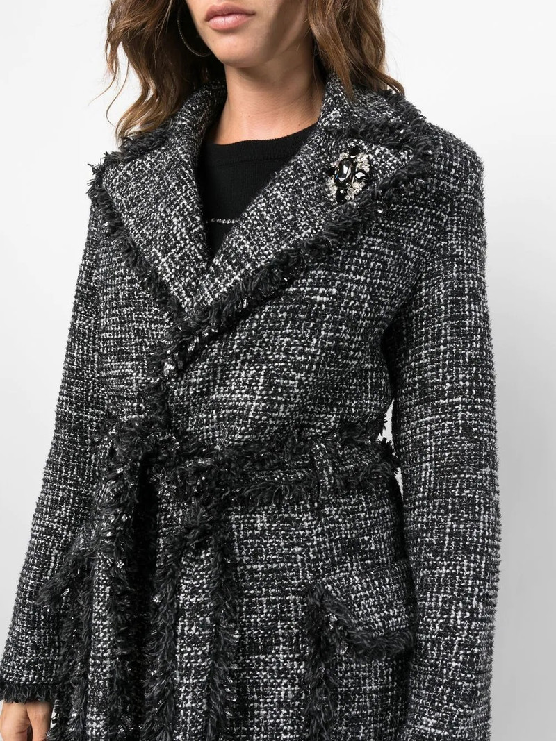 belted-waist bouclé coat 5