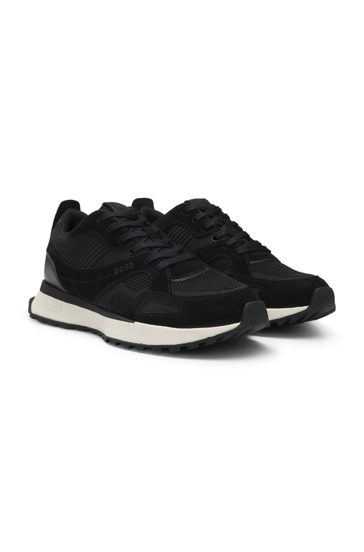 TRAINERS WITH KNIT AND BURNISHED-LEATHER TRIMS - 2