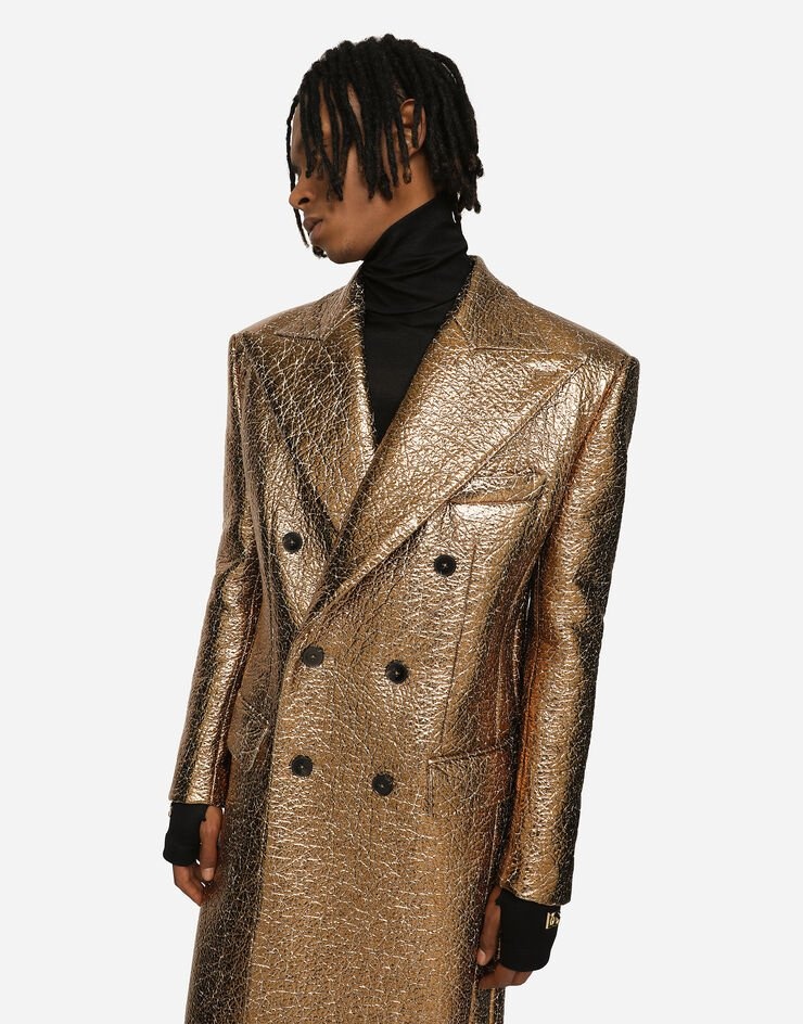 Double-breasted foiled fabric coat - 4