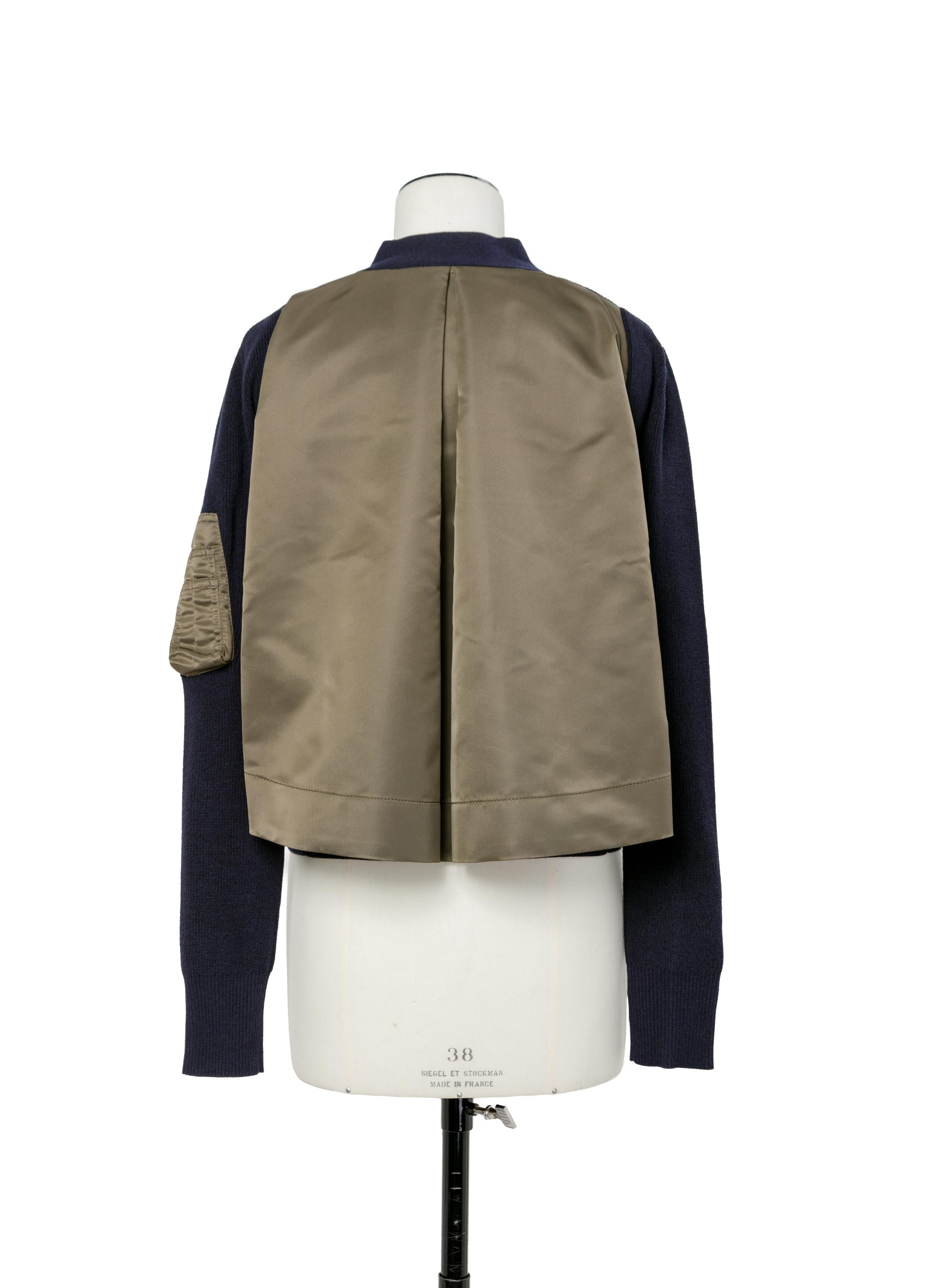 Nylon Twill x Cotton Knit Cardigan - 4
