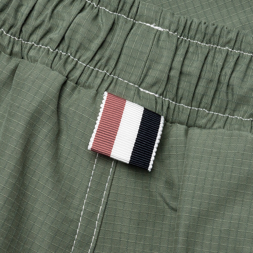 CONTRAST WHITE STITCHING TRACK SHORTS - DARK GREEN - 5