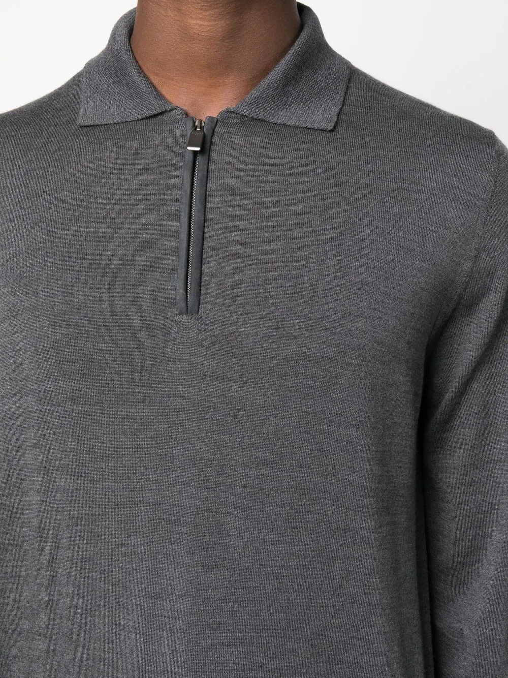 long-sleeve wool polo shirt - 5