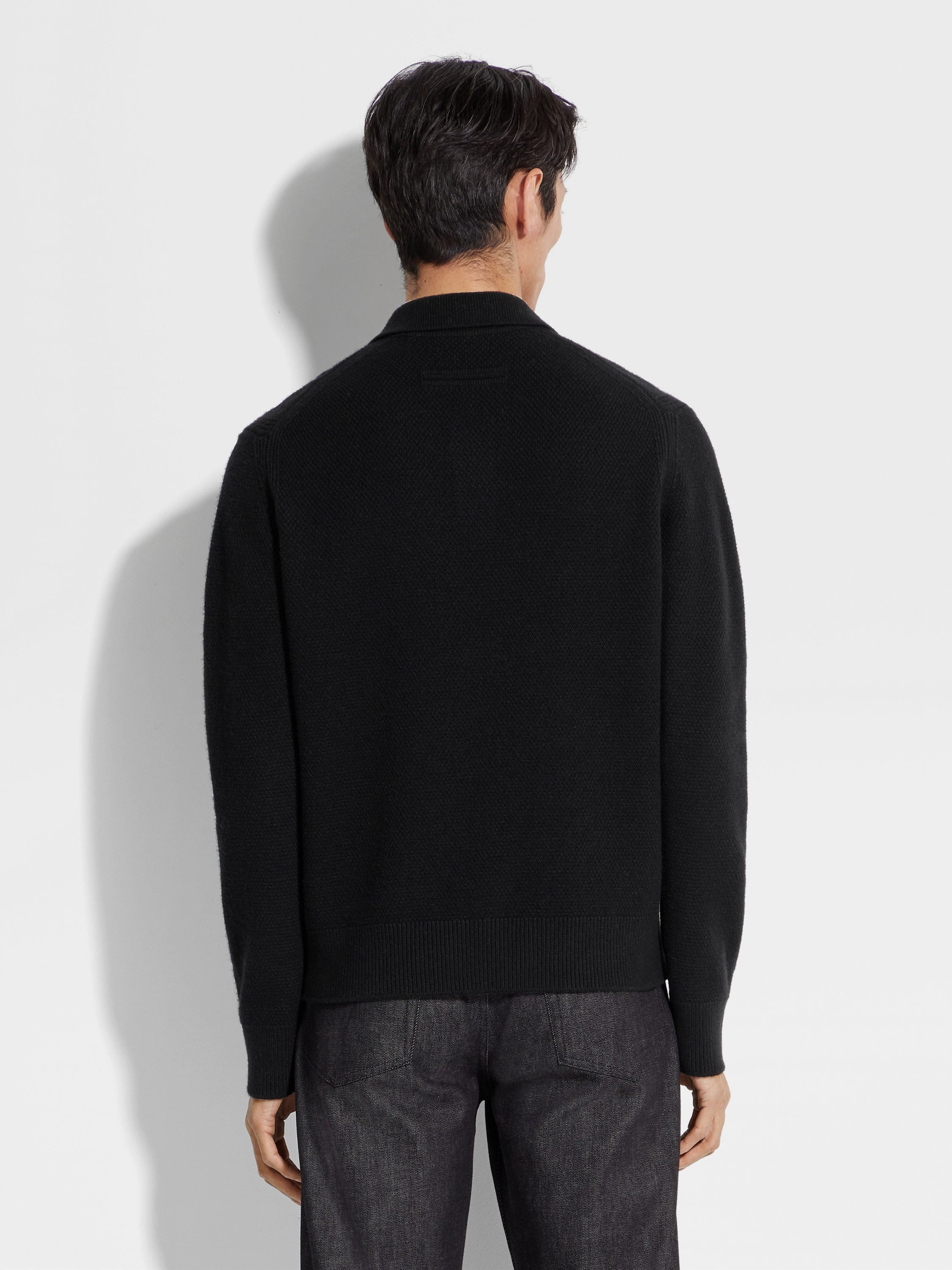 BLACK OASI CASHMERE POLO SHIRT - 5