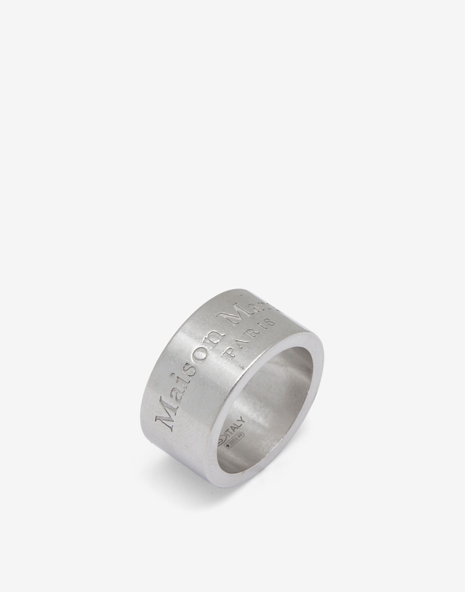 Logo engraved wide silver ring - 3