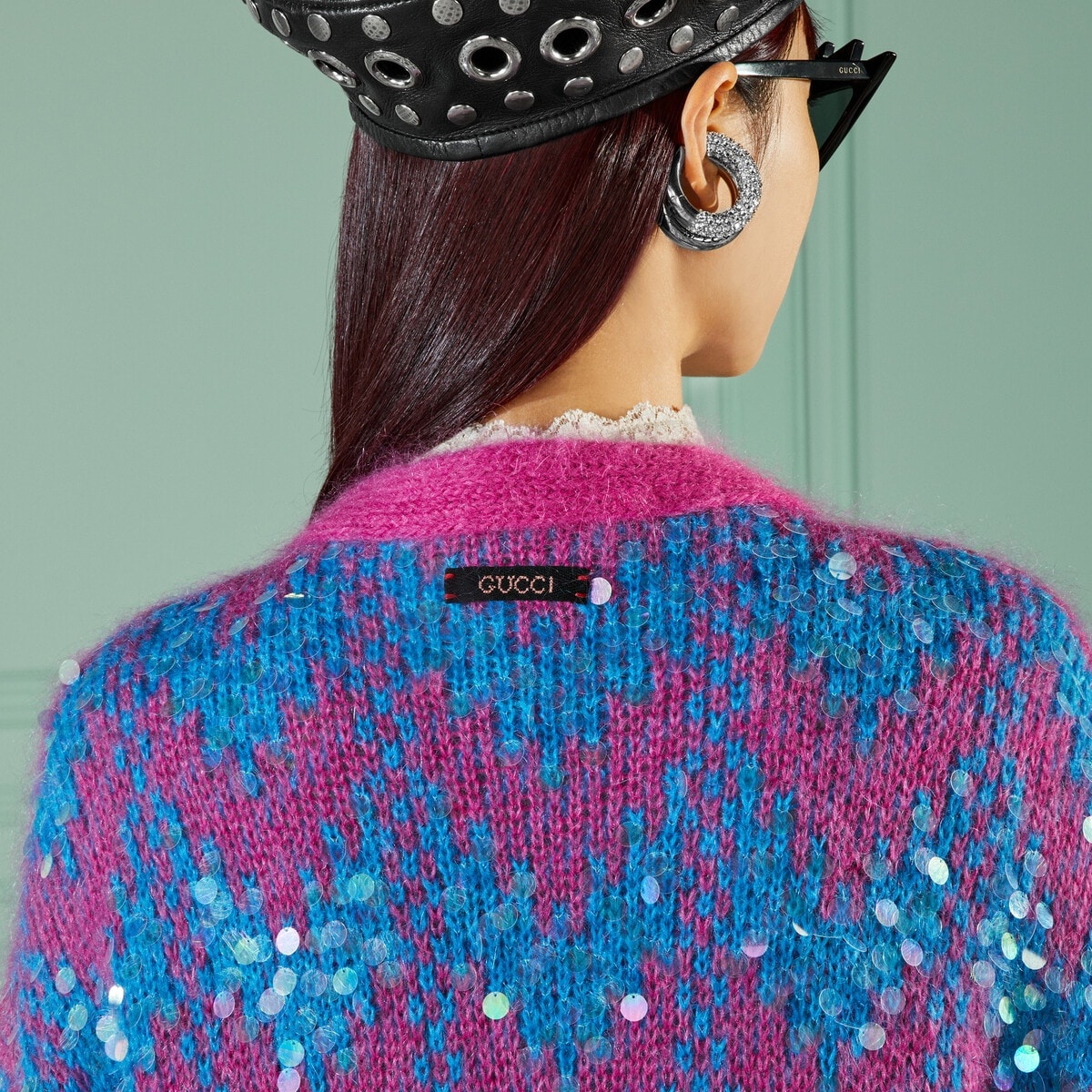 Chevron wool and sequin cardigan - 3