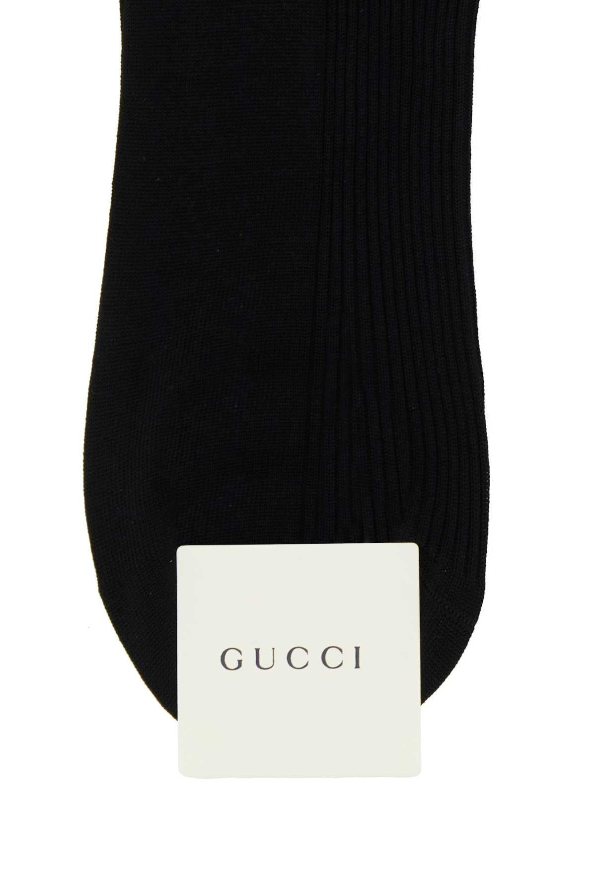Gucci Men Black Cotton Blend Socks - 2
