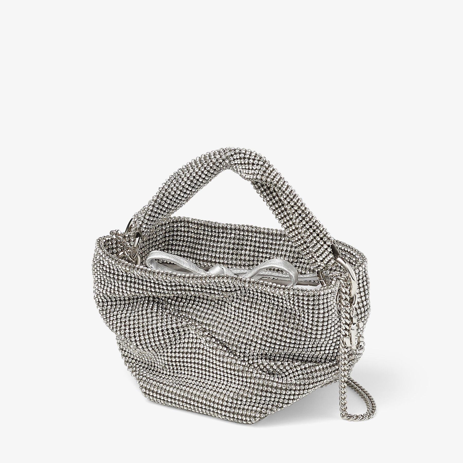 Bonny
Silver Satin and Crystal Mesh Bag with Twisted Handle - 4