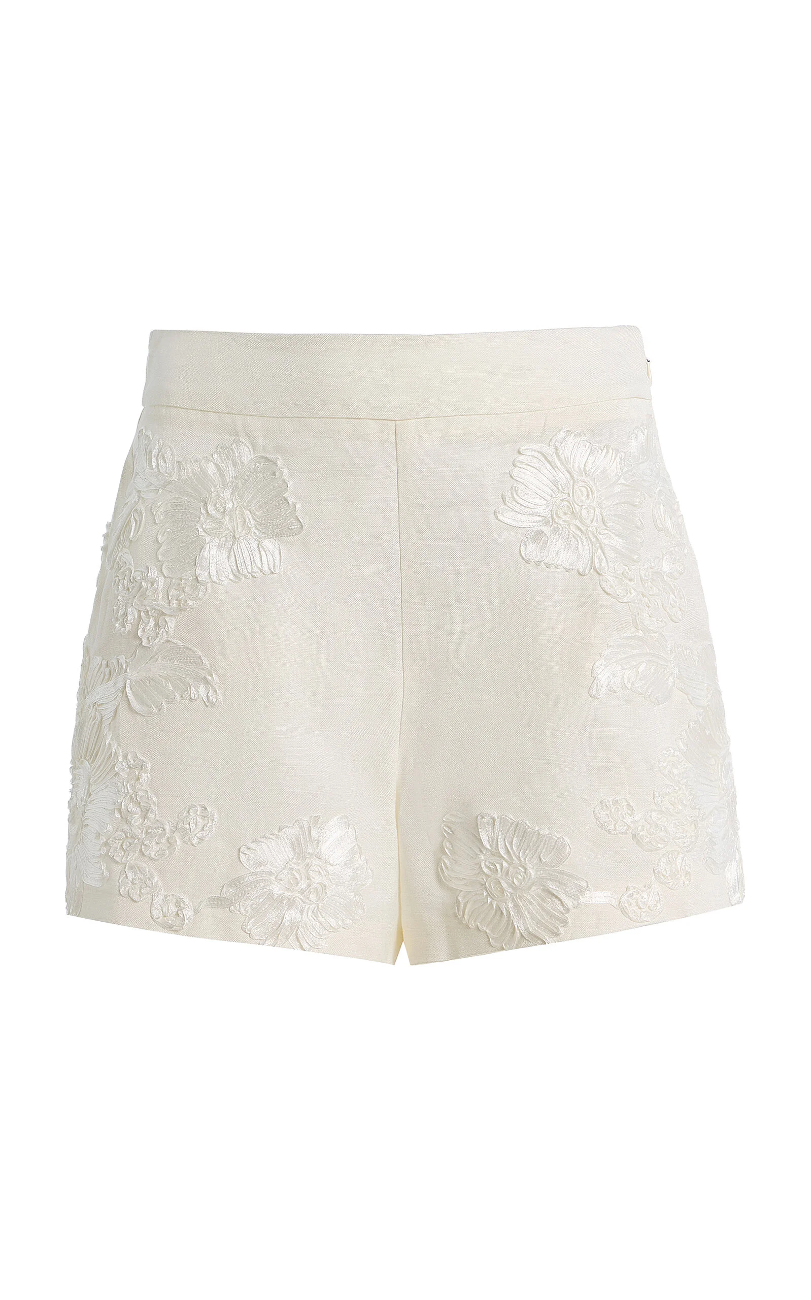 Sammie Embroidered Linen-Blend Shorts ivory - 1