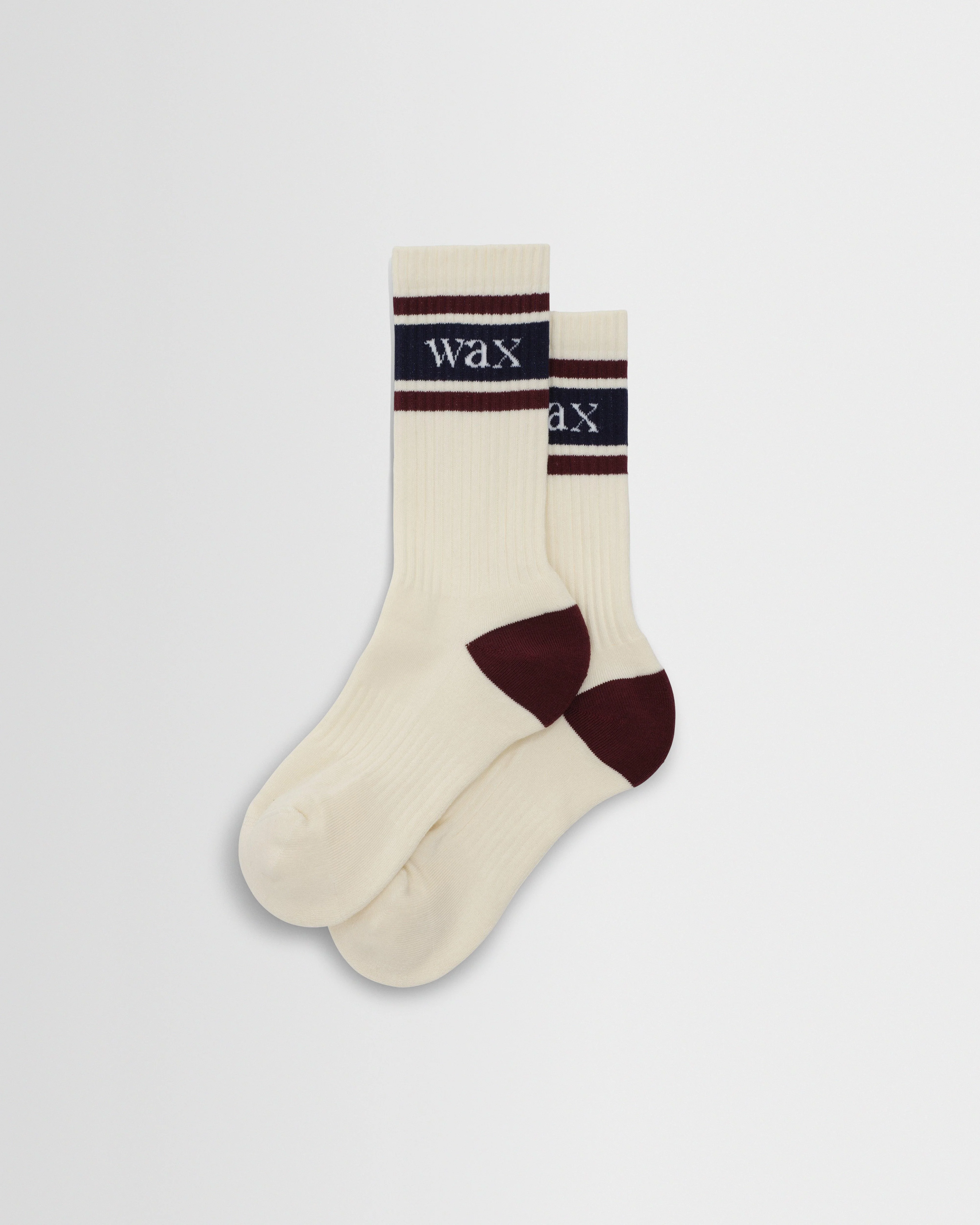 Thorpe - Ecru And Burgundy Branded Stripe Socks - 1
