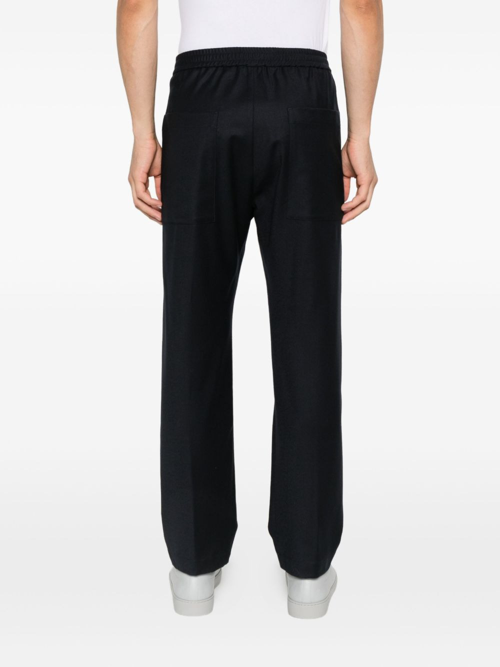 elastic-waist wool trousers - 4