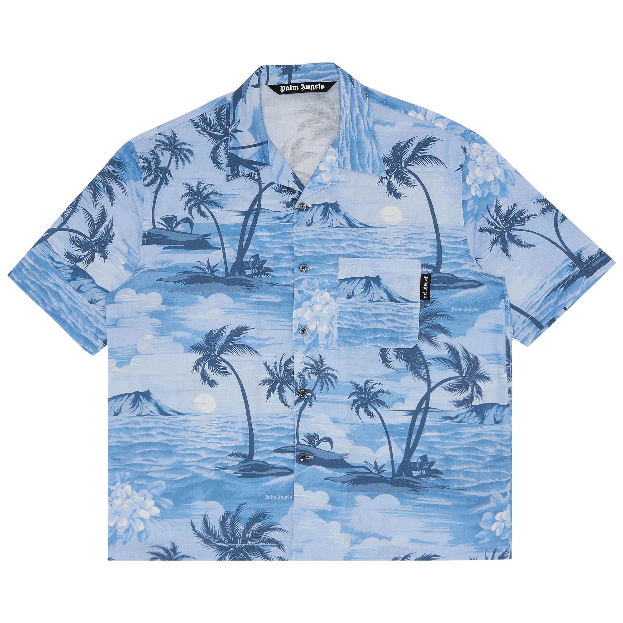 Palm Angels Sunset Bowling Shirt 'Indigo Blue' - 1