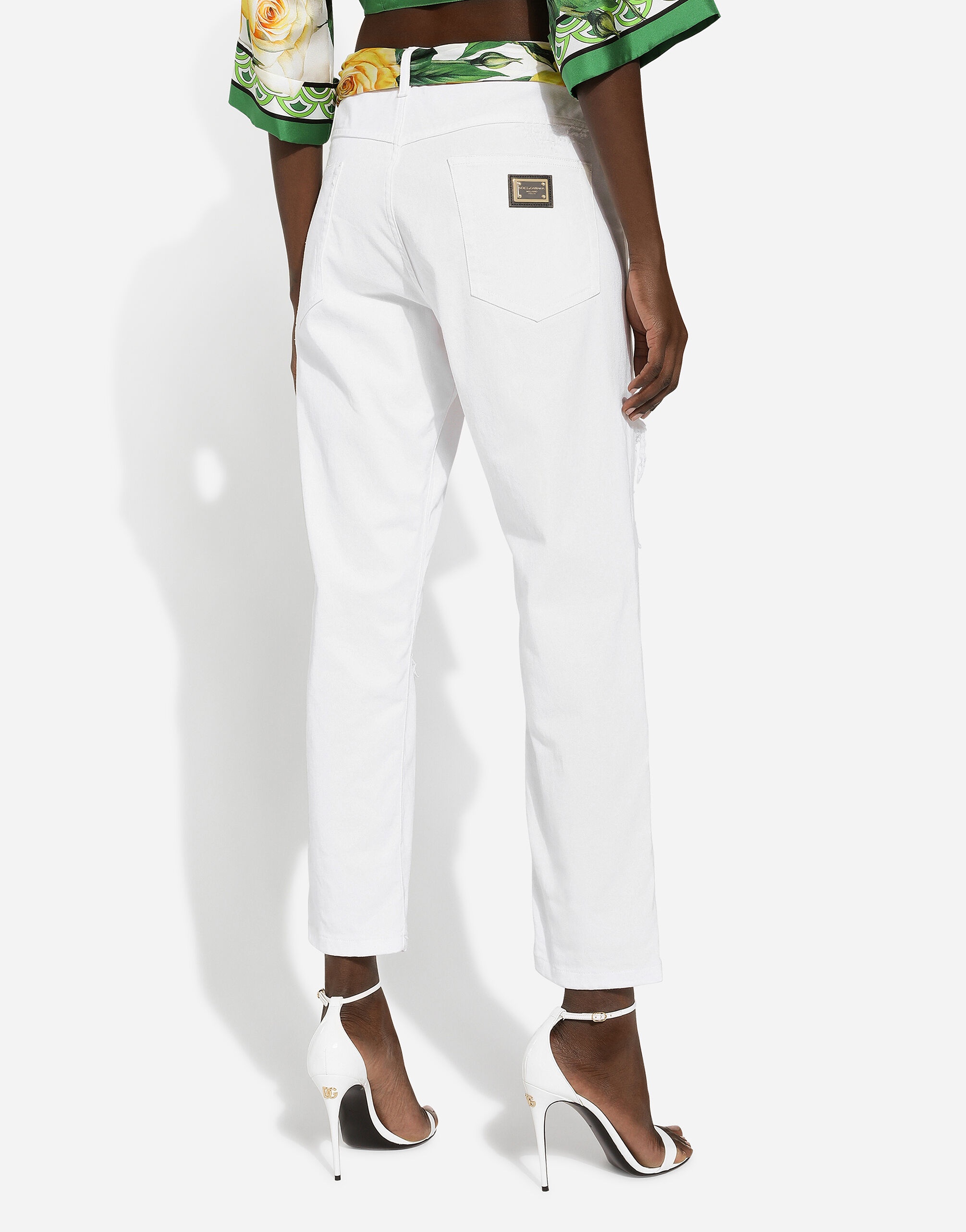 Cotton denim jeans with rips - 4