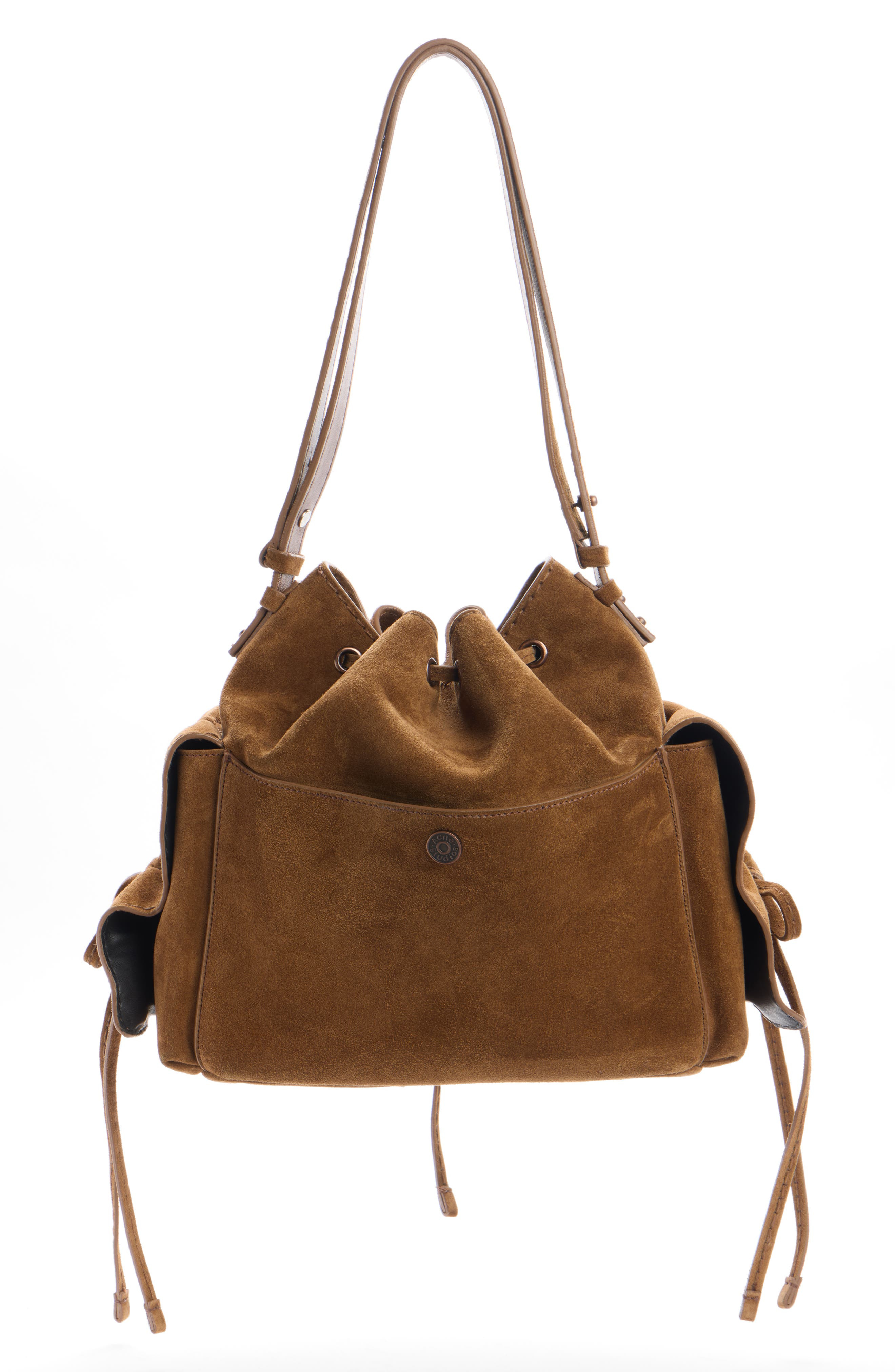 Acne Studios Multipocket Suede Bucket Bag in Cognac Brown at Nordstrom - 3