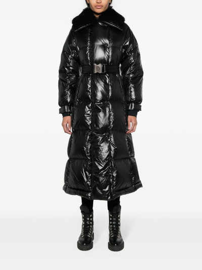 Moncler Combovin faux-fur collar belted coat outlook