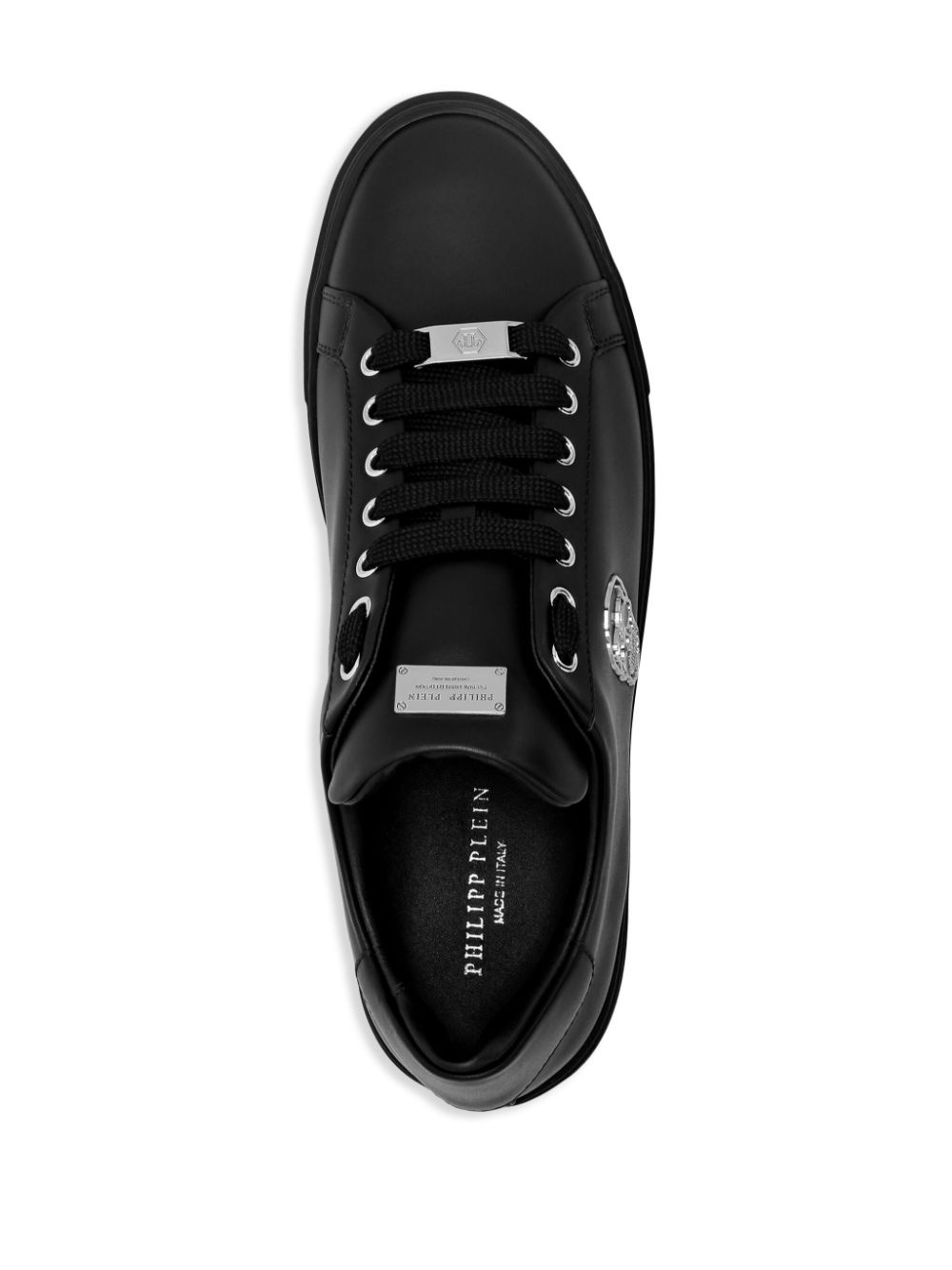 Skull-appliqué leather sneakers - 3