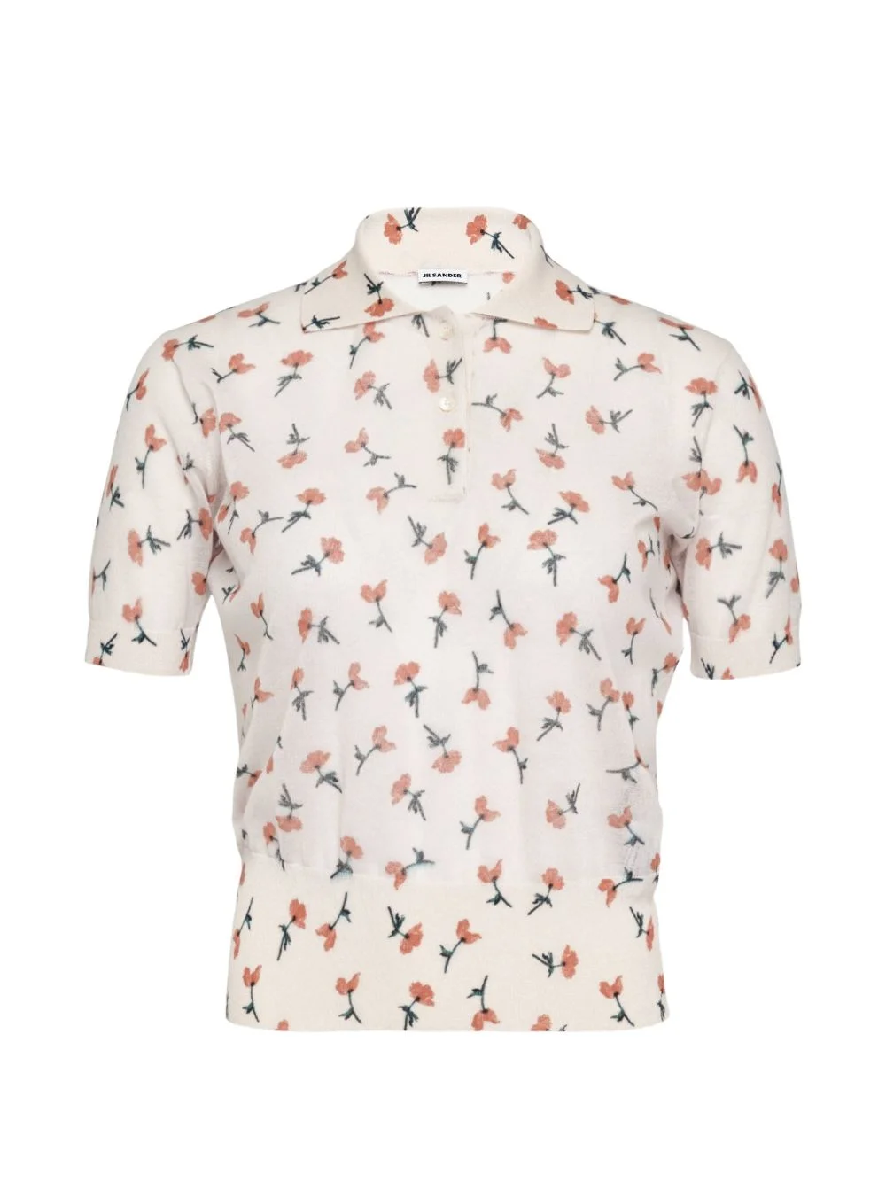 floral-print sheer polo shirt - 1