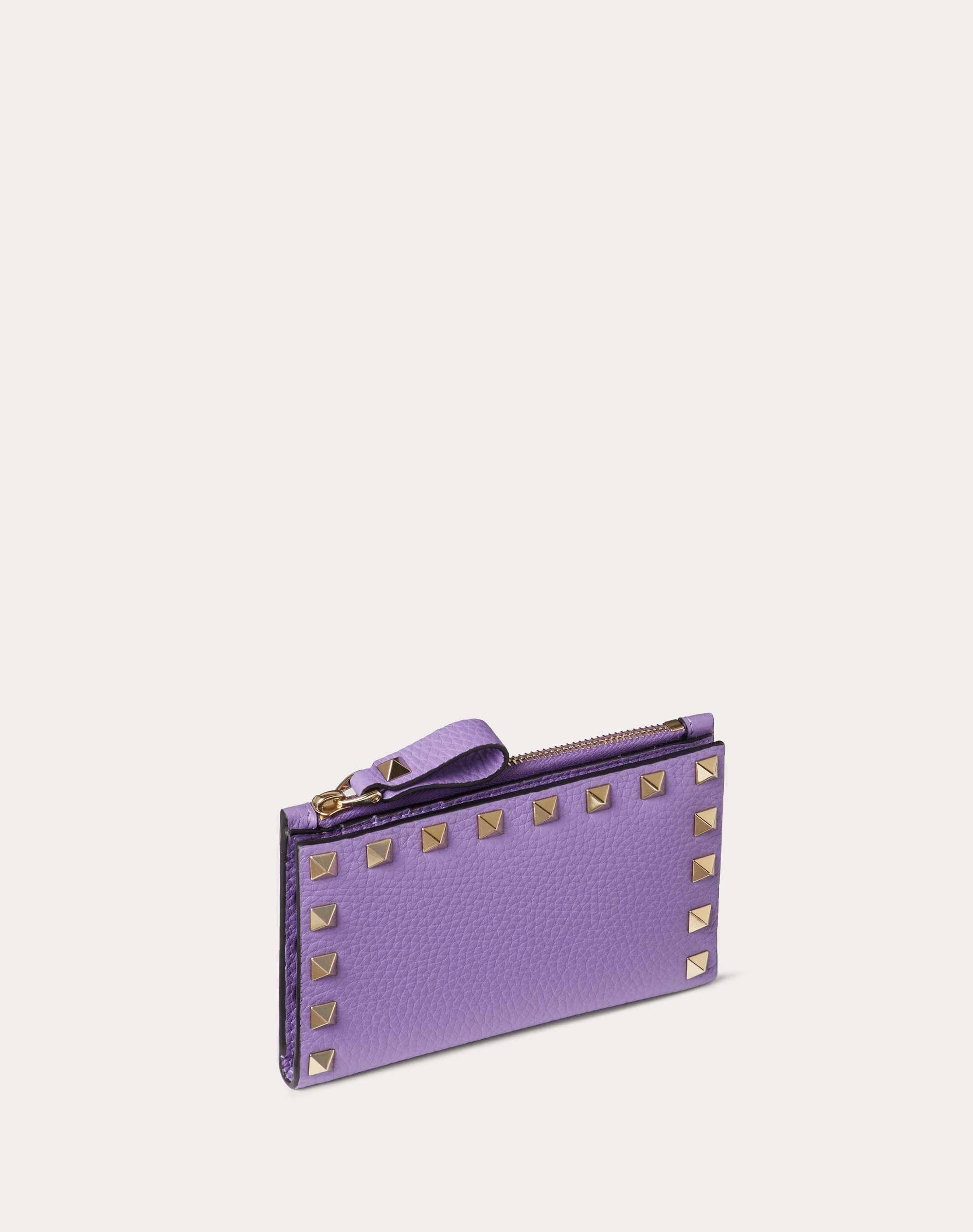 ROCKSTUD GRAINY CALFSKIN CARDHOLDER WITH ZIPPER - 4