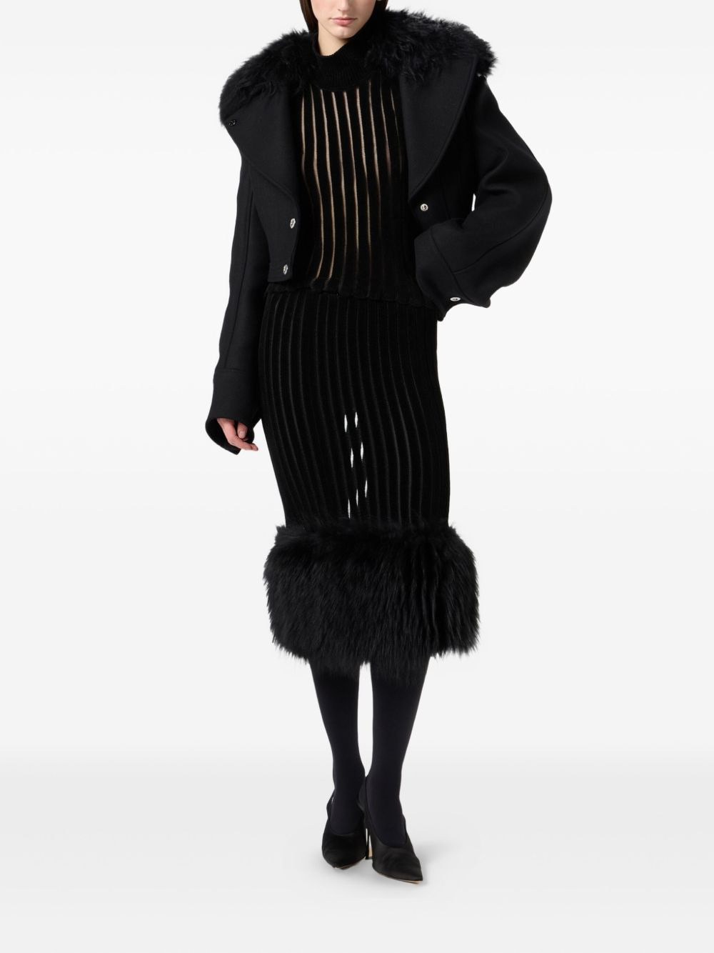 high-neck ribbed top - 2