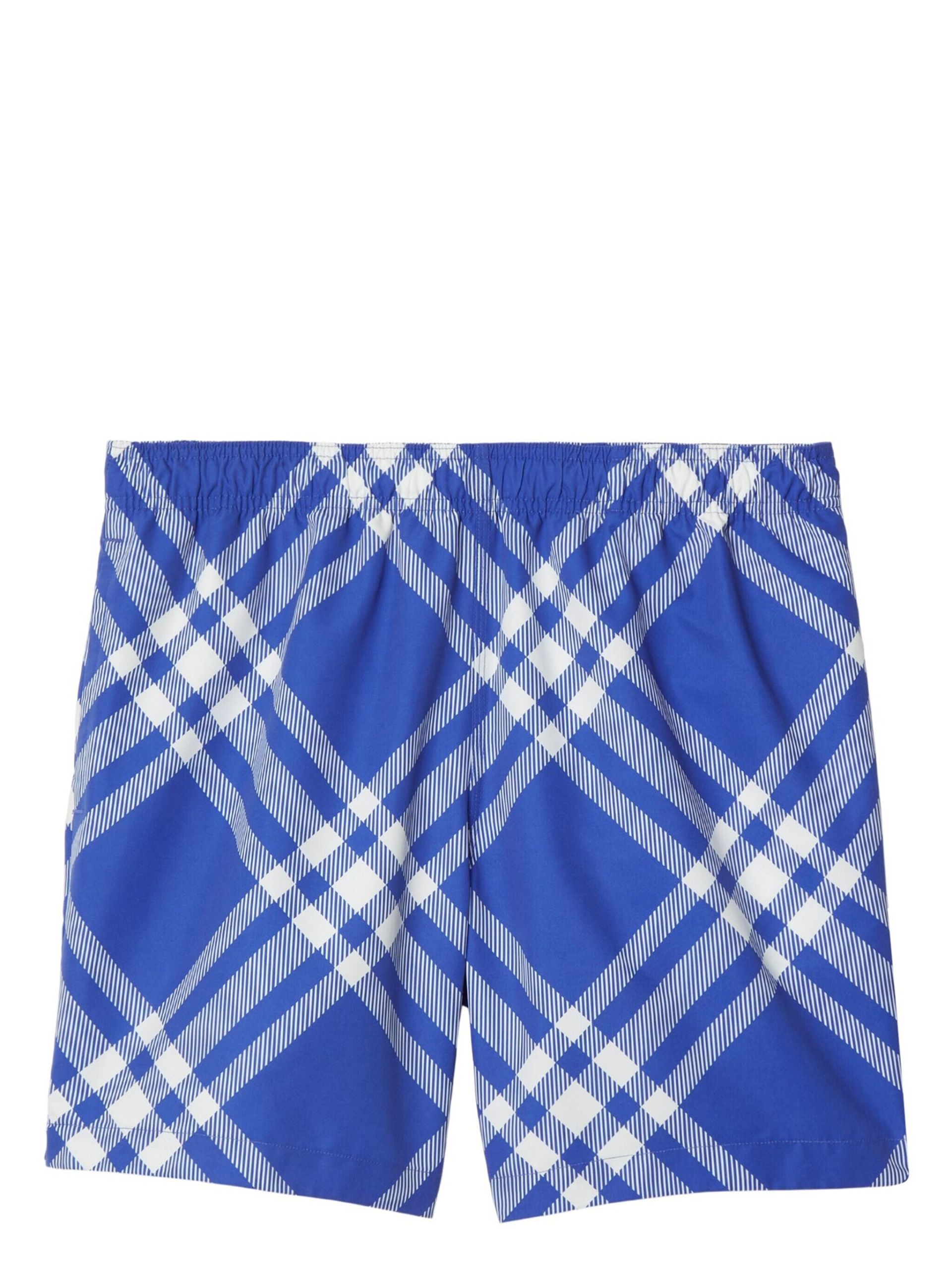 Blue Plaid Check Swim Shorts - 1