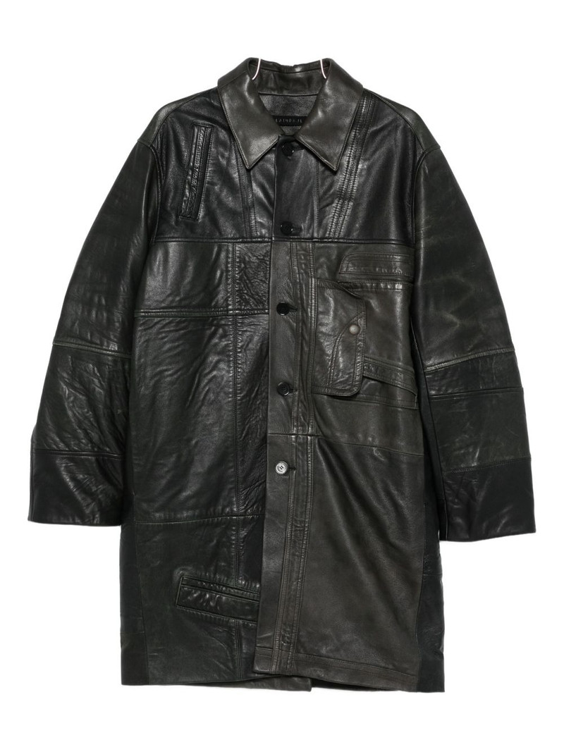 leather single-breasted coat 1