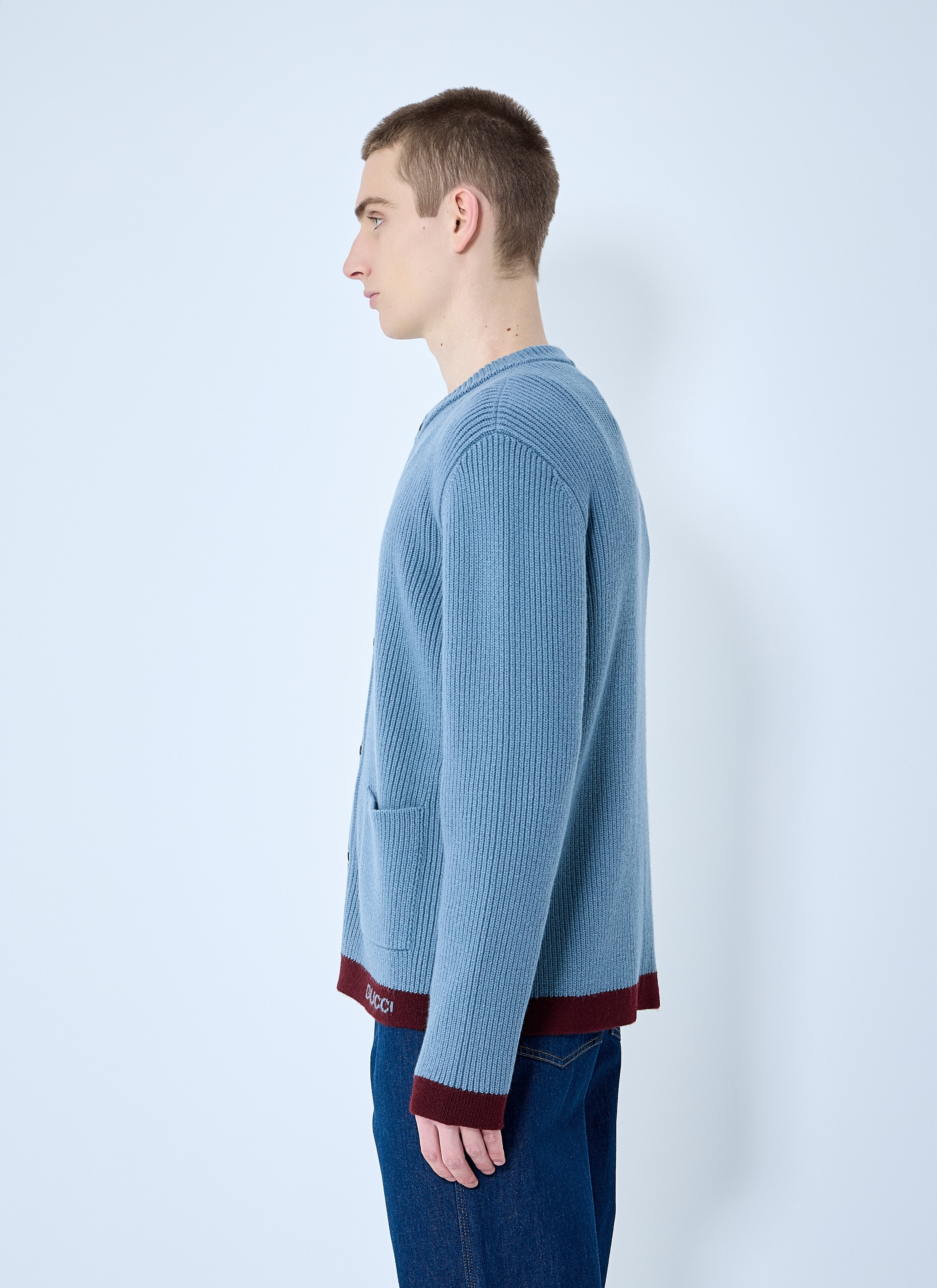 Gucci Men Wool Cardigan With Intarsia - 3