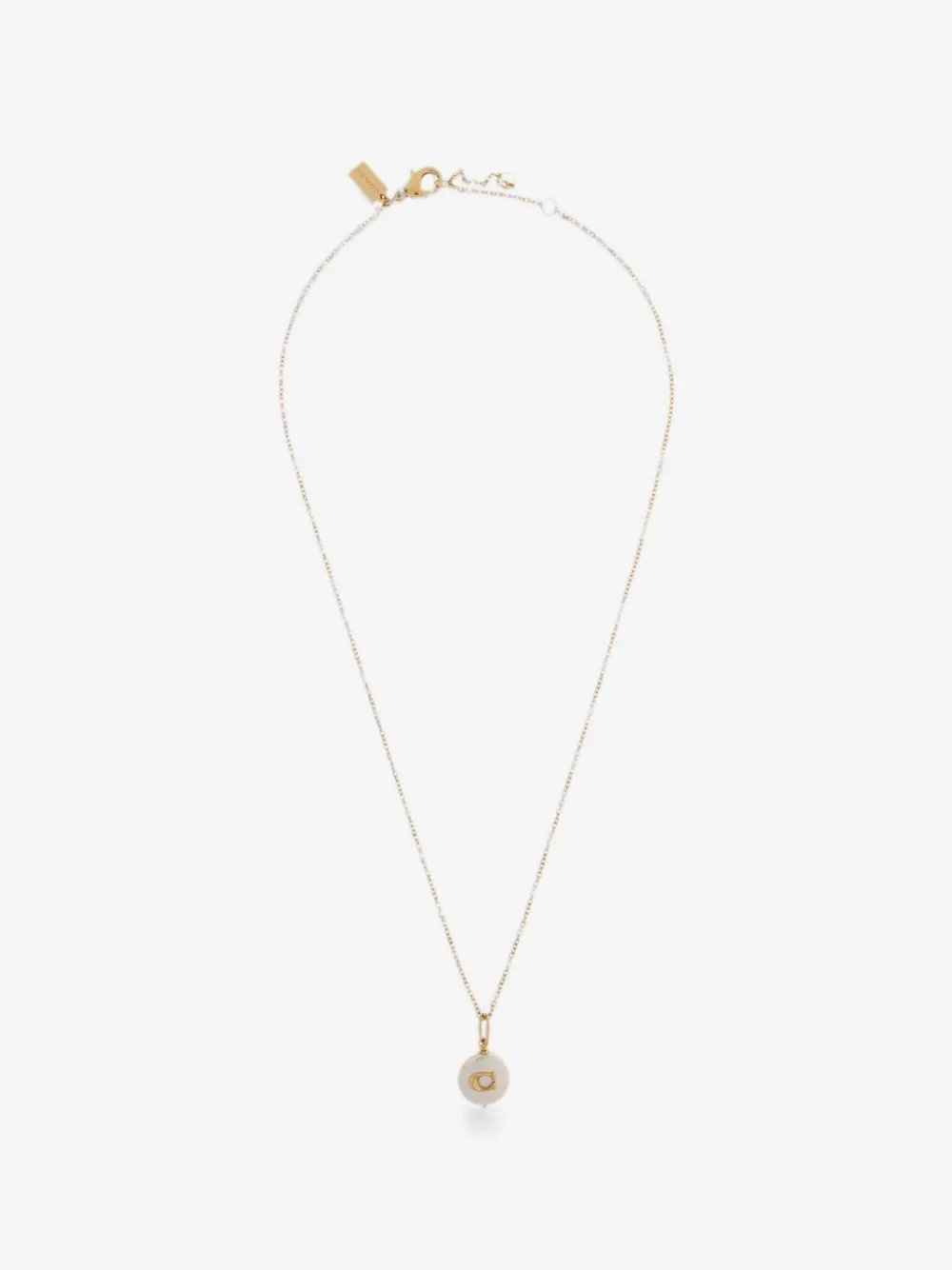 logo-plaque pearl-pendant necklace - 1
