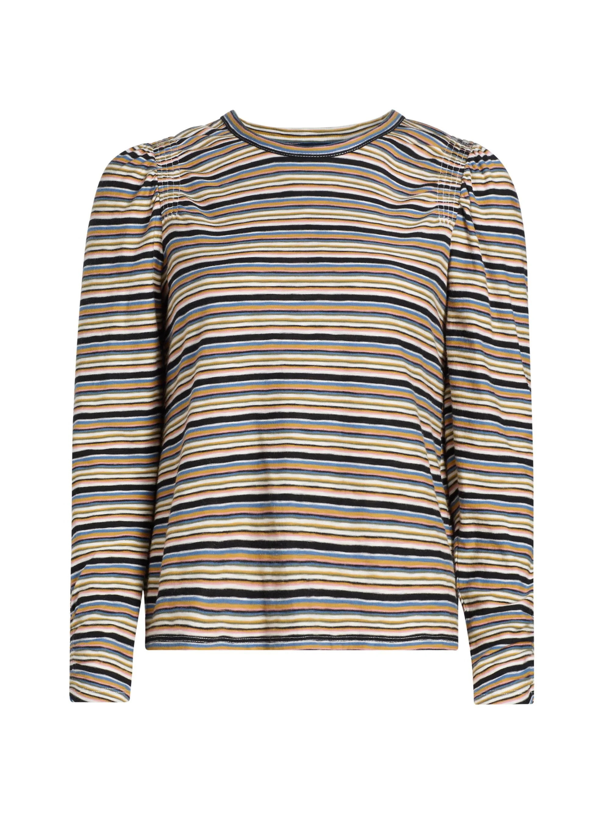 Women's Bouvet Striped Cotton Long-Sleeve T-Shirt - Variegated Multi Stripe - 1