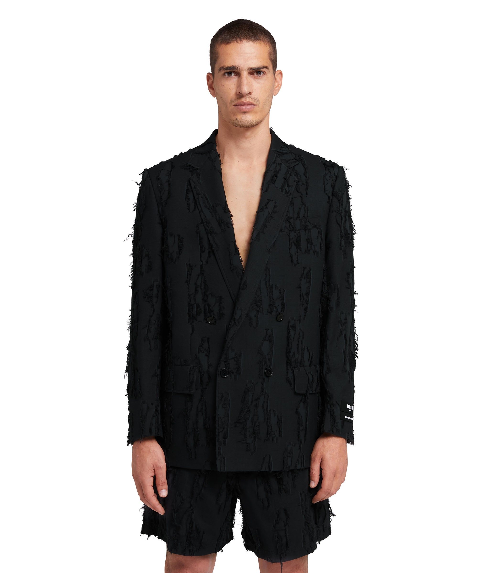 Jacquard fil coupè double-breasted jacket - 2