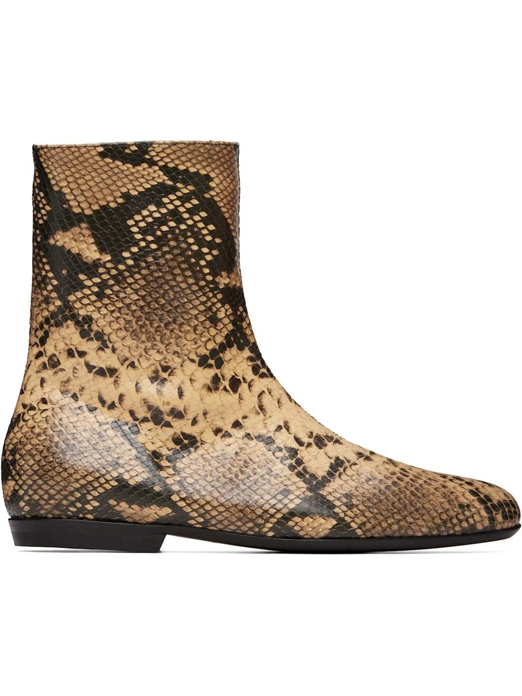 Beige Leather Sock Boots - 1