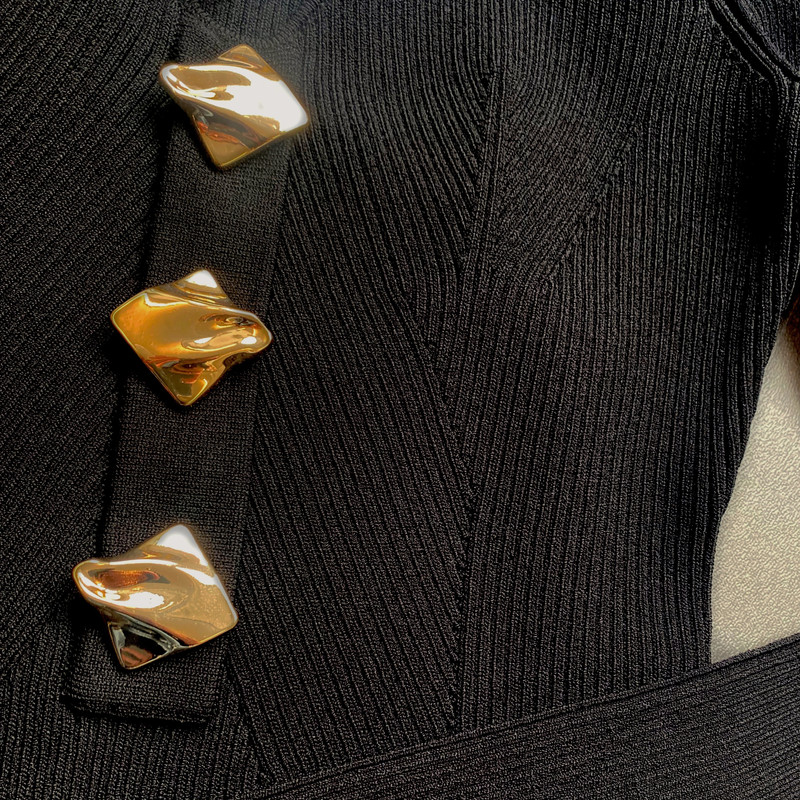 Black Long Sleeve Ribbed Knit Top 6