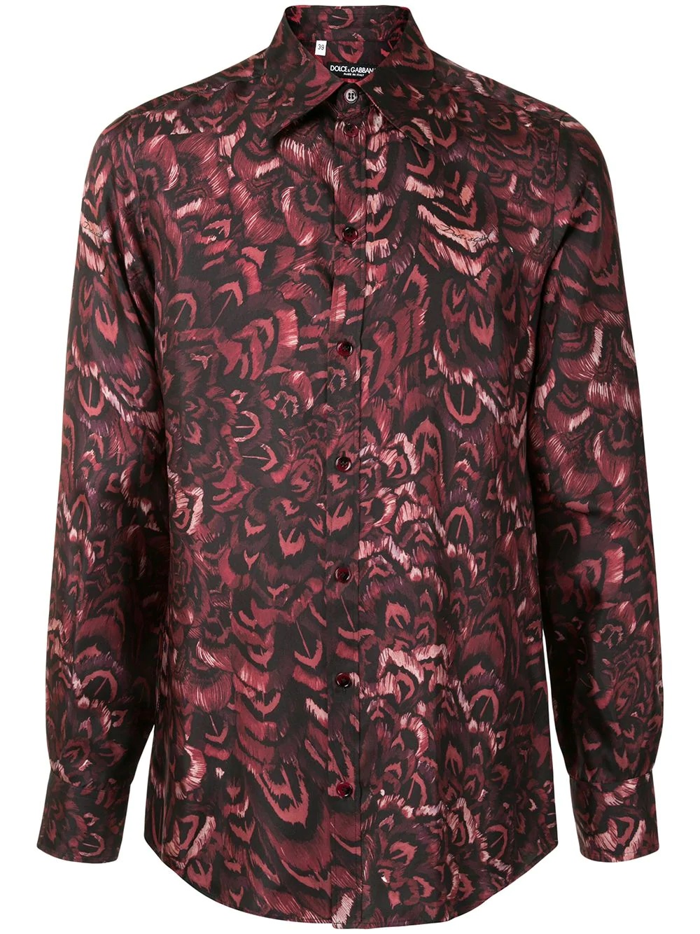 feather print Martini-fit shirt - 1