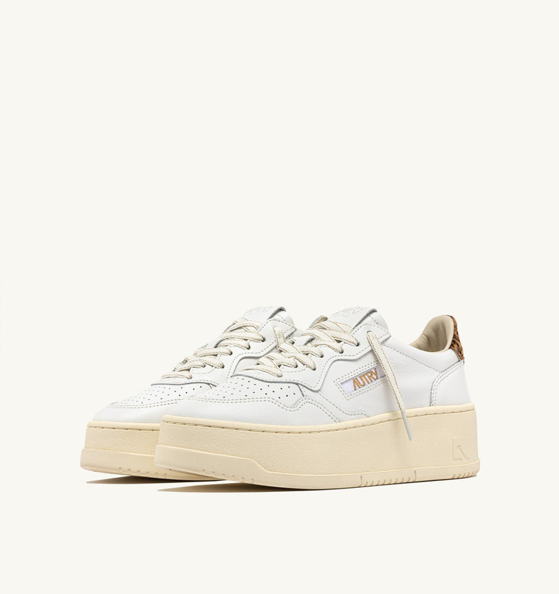 AUTRY MEDALIST PLATFORM SNEAKERS IN LEATHER COLOR WHITE AND LEOPARD outlook