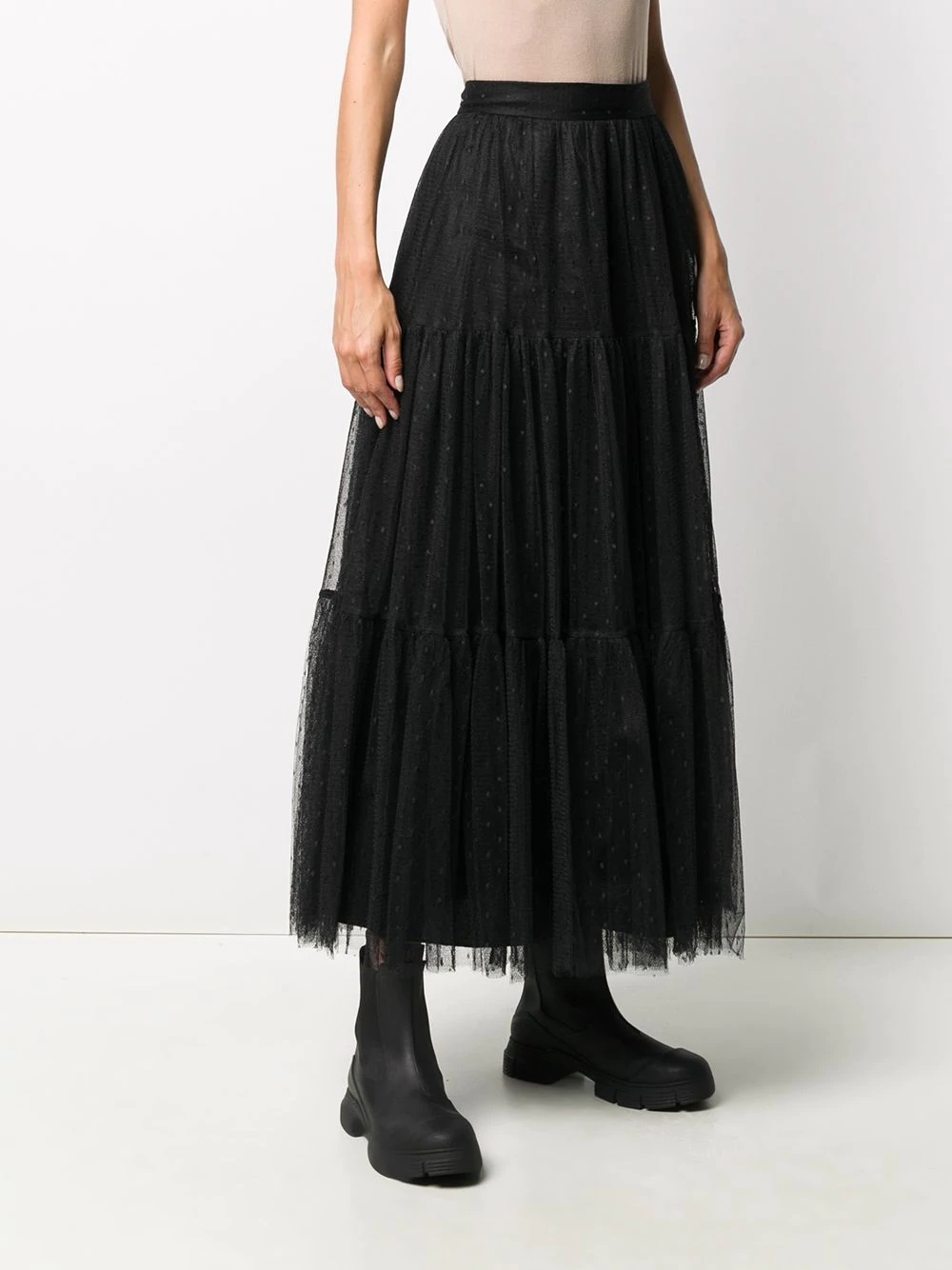 point d'esprit pleated skirt - 3