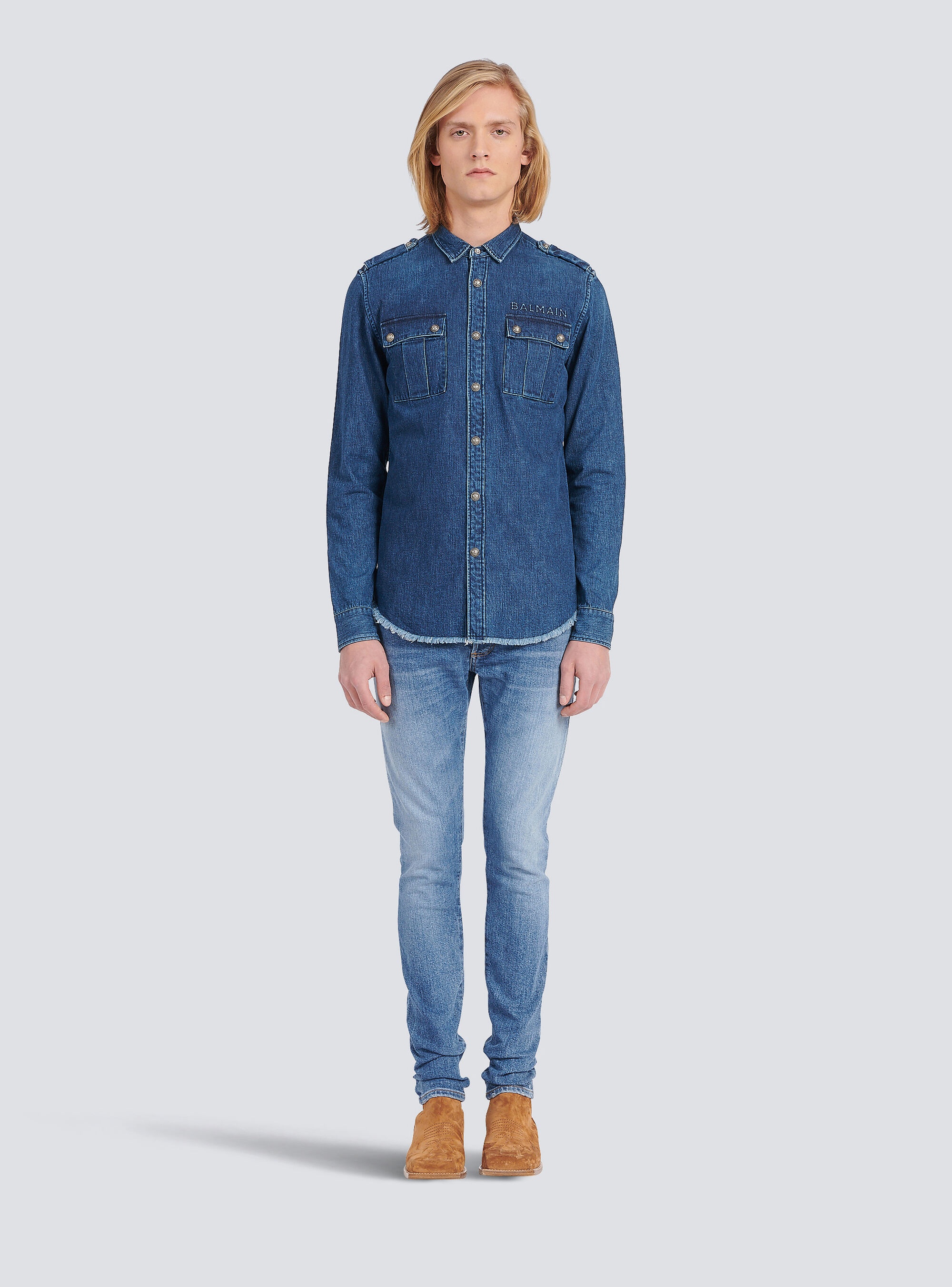 Shirt with small embossed Balmain logo - 3