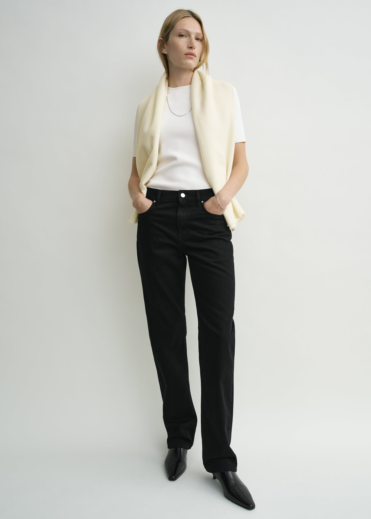 Classic winter scarf off-white - 2